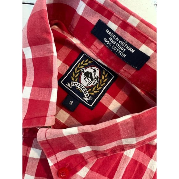 Cinch Western Shirt Small Long Sleeve Plaid button front red white Plaid Cowboy - Picture 2 of 9